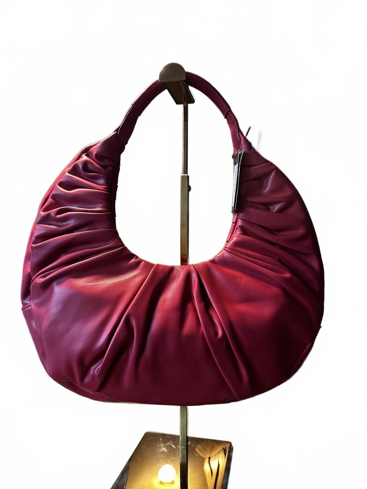 Unknown London Badgley Mishka Red Leather Hobo Bag with Metal Accent Size ONE SIZE - 2 Thumbnail