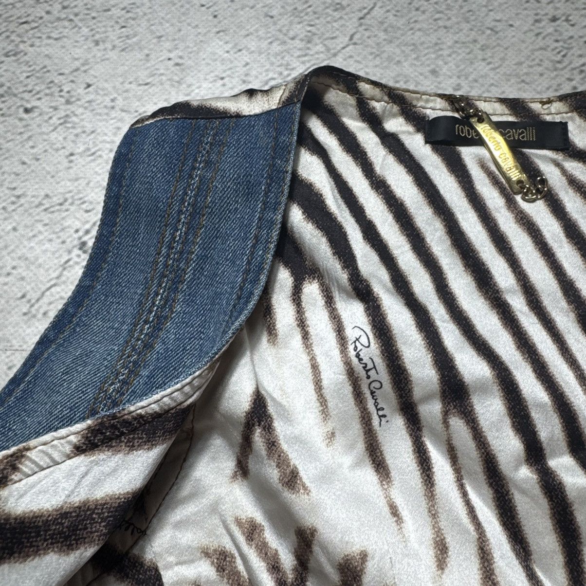 Roberto Cavalli light denim vest roberto cavalli big logo tigers pattern Size S / US 4 / IT 40 - 7 Thumbnail