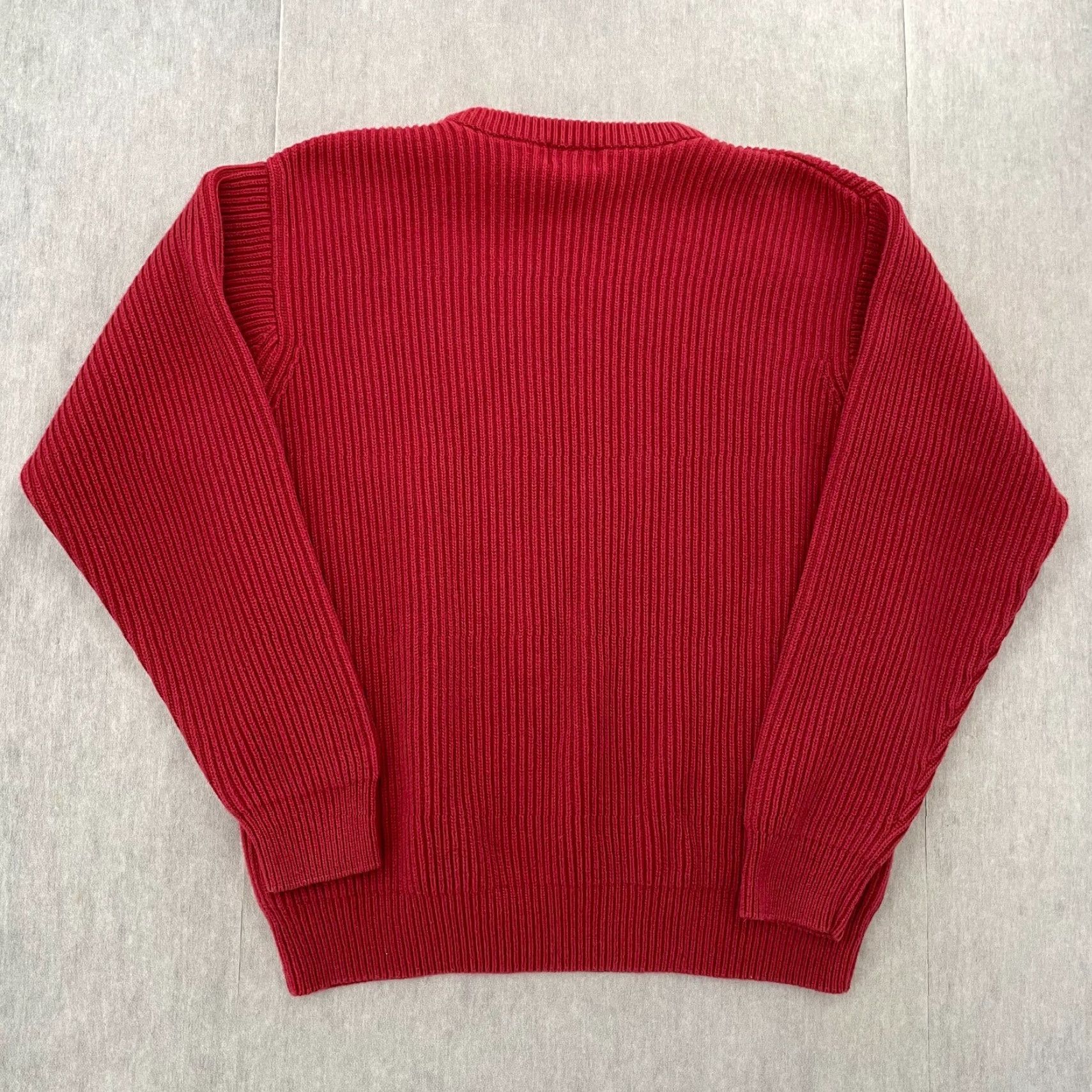 Vintage L.L. Bean Sweater Adult Large Red Ribbed Knit Crewneck Pullover Cotton Mens L Size US L / EU 52-54 / 3 - 2 Thumbnail