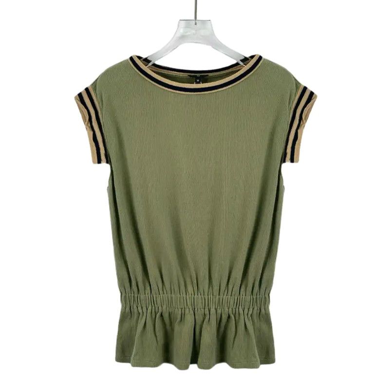 Chanel Chanel Green Cotton Short Sleeve Pullover 0089 Size XS / US 0-2 / IT 36-38 - 1 Thumbnail