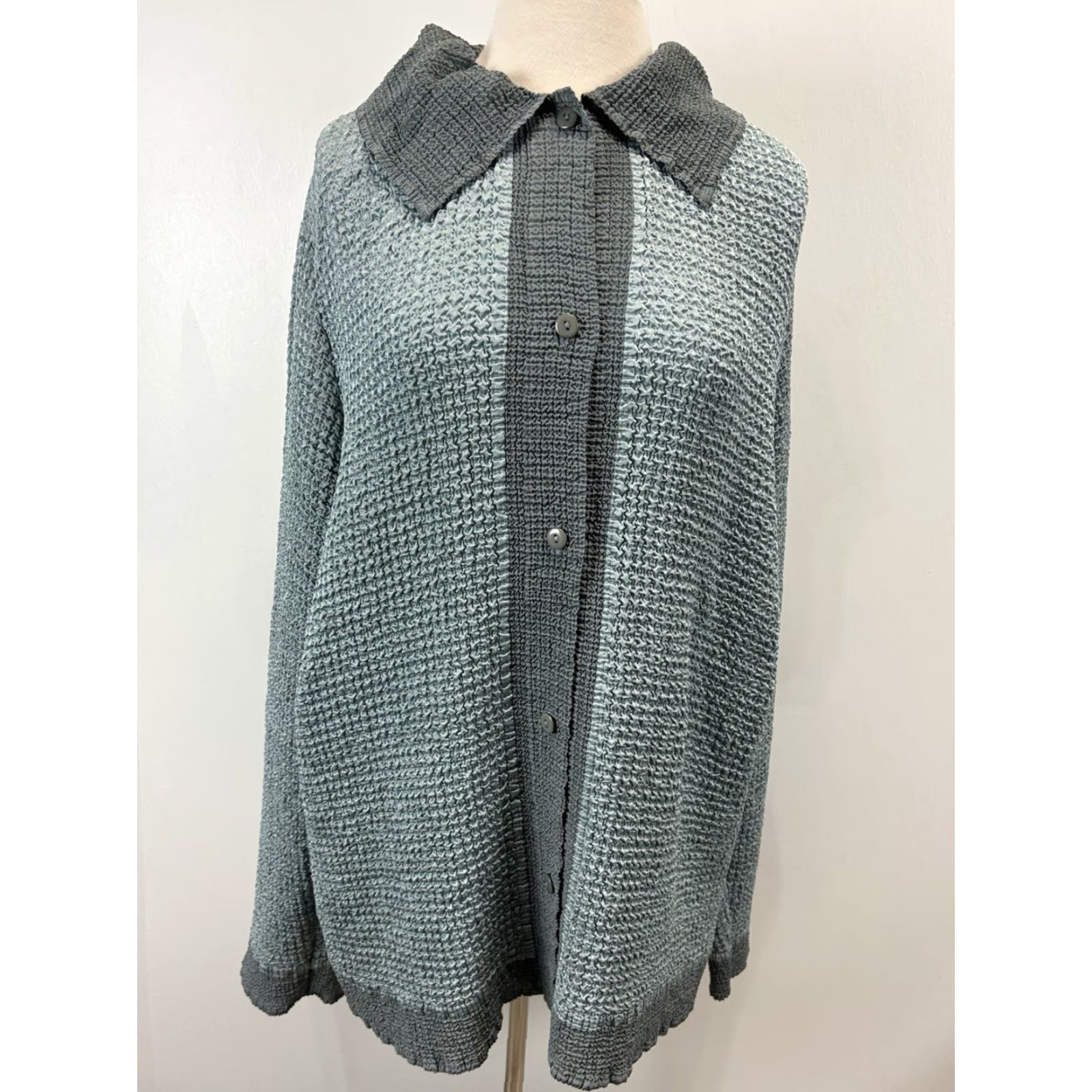 Vintage Bala Bala 2 Pc Twin Set Shirt Sz X-Large Women’s Green Grey Crinkled Texture Y2K Size XL / US 12-14 / IT 48-50 - 2 Thumbnail