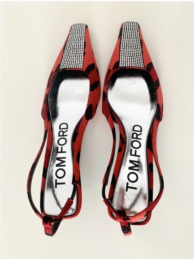 Tom Ford Auth TOM FORD Animalier Red Velvet Slingbacks - Sz 39 Size US 9 / IT 39 - 5 Thumbnail