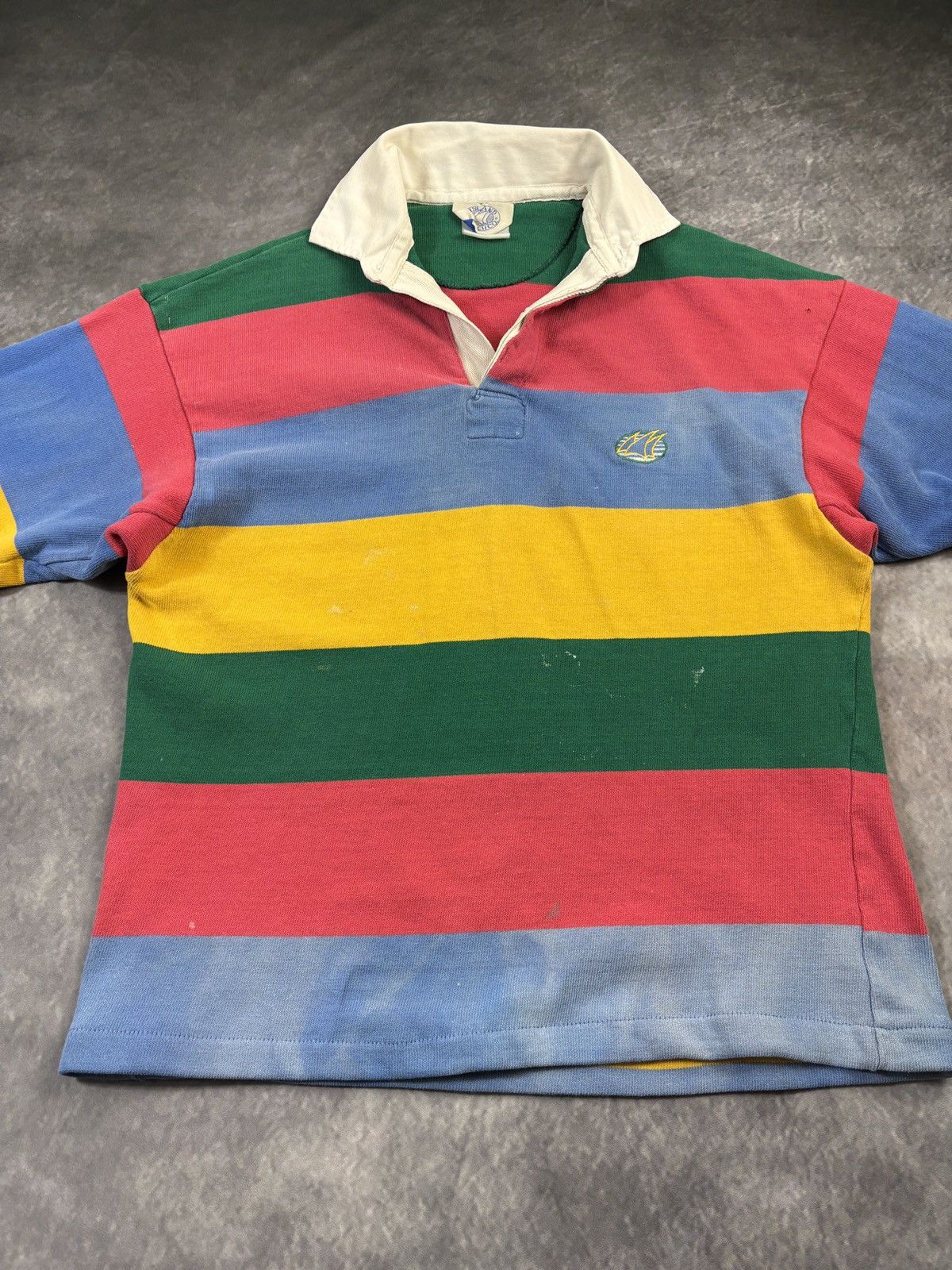 Vintage Vintage Rugby Polo Longsleeve Faded Cropped Striped 80s 90s Size US M / EU 48-50 / 2 - 17 Thumbnail