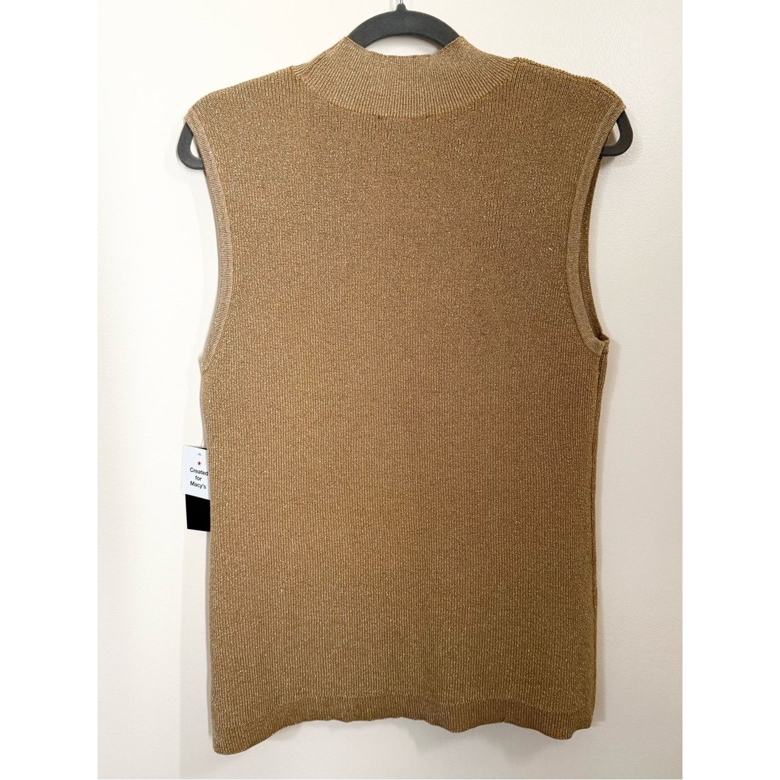 Elie Tahari Tahari ASL Camel/Gold Sleeveless Mock Neck Sweater Sz L NWT Size L / US 10 / IT 46 - 2 Thumbnail