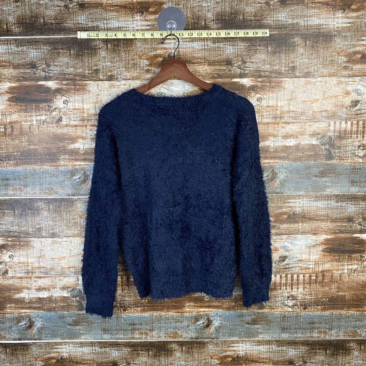 Vintage DL As Know As Dark Blue shaggy fur Mohair Knitwear #C1093 Size S / US 4 / IT 40 - 12 Thumbnail