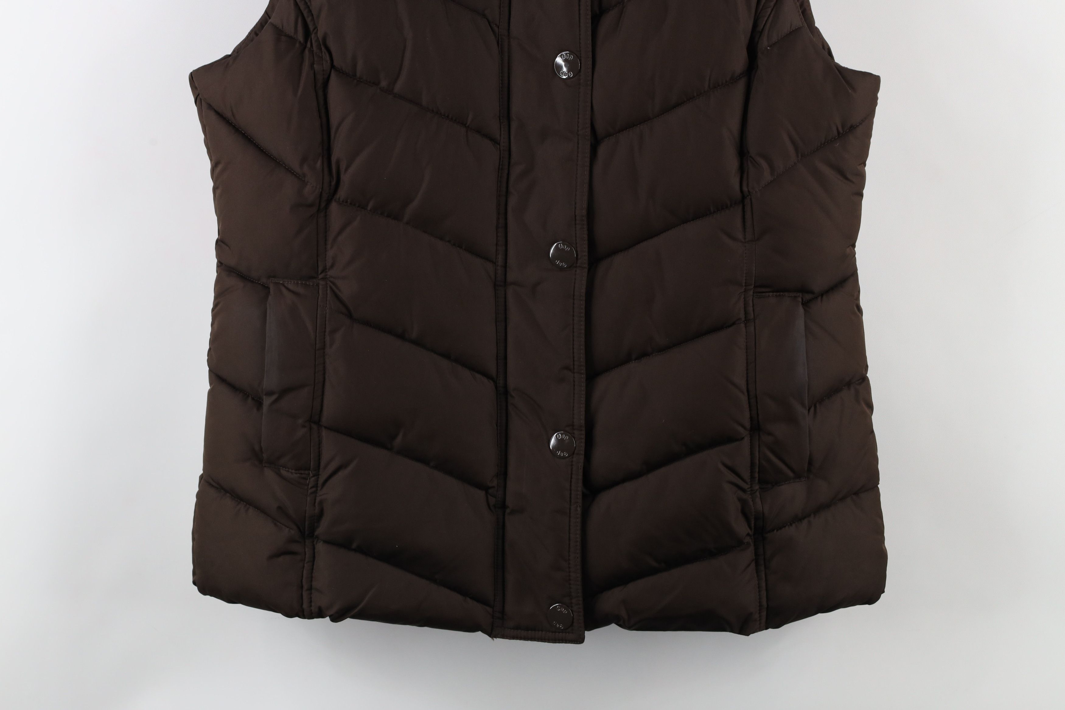 Gap × Vintage Vintage Gap Blank Faded Full Zip Puffer Vest Jacket Brown Size M / US 6-8 / IT 42-44 - 3 Thumbnail
