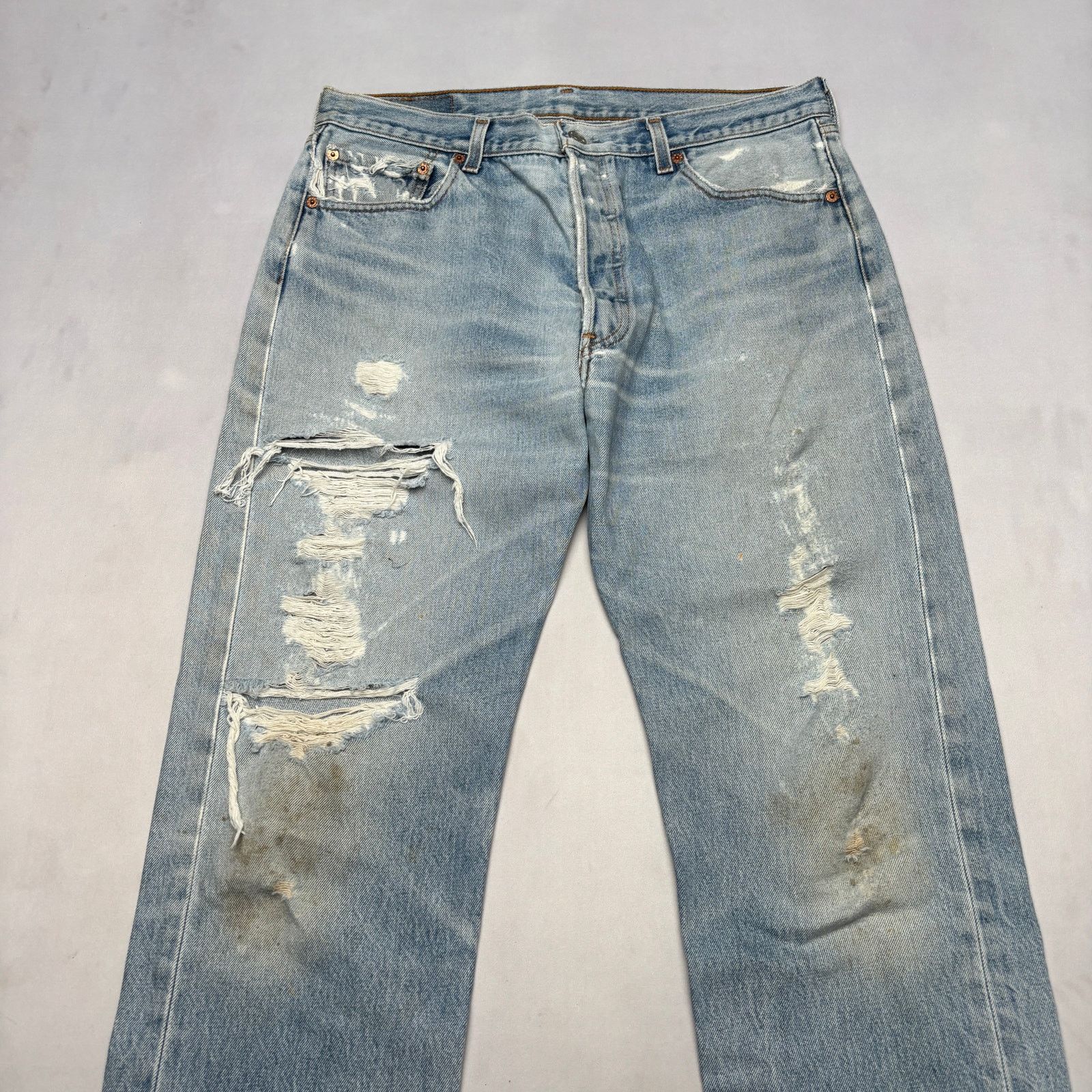 Levi's × Vintage VTG 90s Levi's 501 XX Distressed Straight Leg Jeans 32x29.5 Size US 32 / EU 48 - 2 Thumbnail