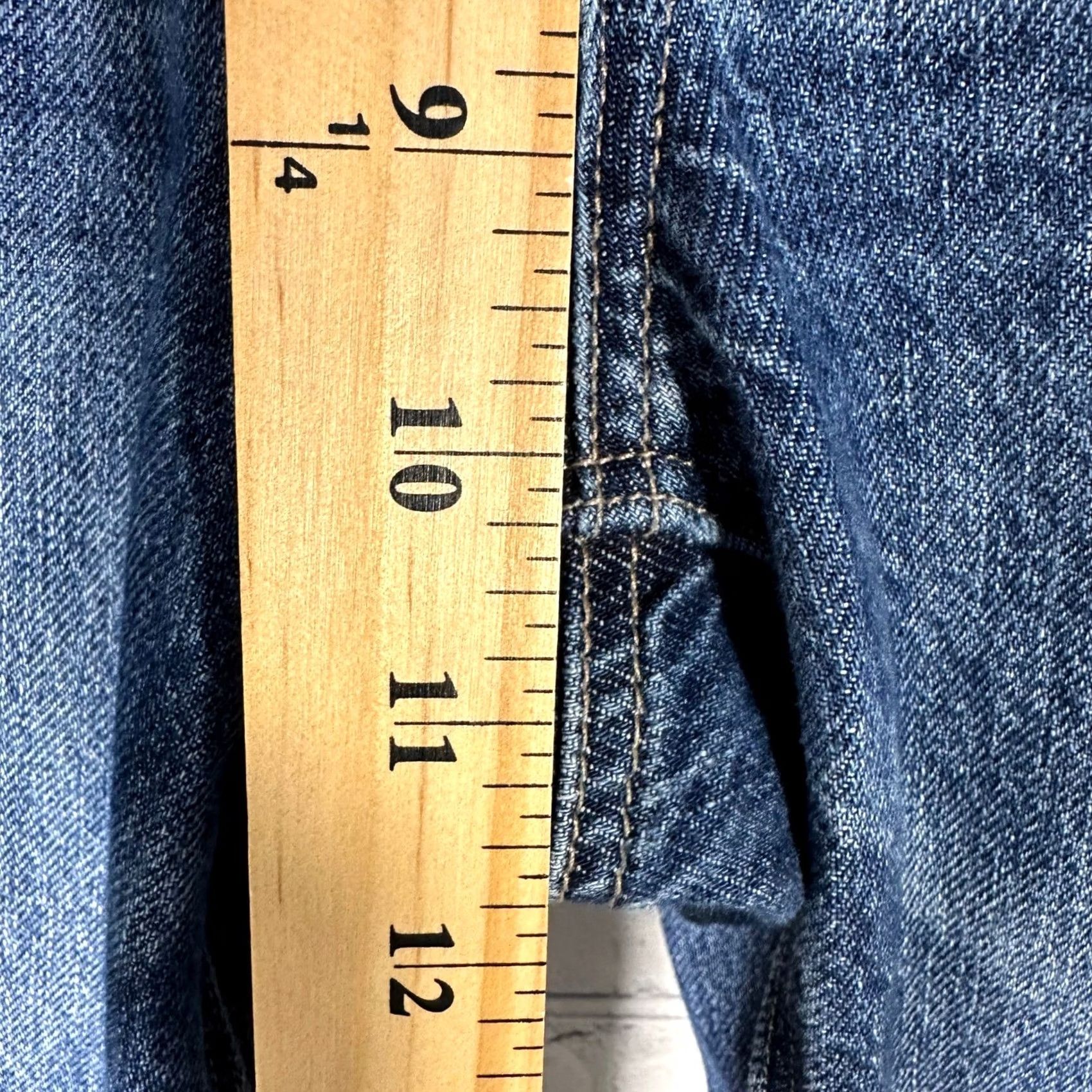 American Eagle Outfitters American Eagle Jeans Baggy Straight Leg 4 X Long Blue Medium Wash Womens 5-Pocket Denim Regular Stretch Comfort Embroidered Logo Vintage No Size 27" / US 4 / IT 40 - 3 Thumbnail