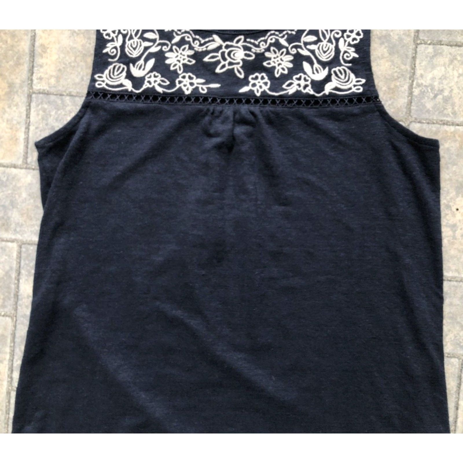 Vintage NWT Magnolia Grace Embroidered Knit Tank Top Women’s XS Navy Blue Size XS / US 0-2 / IT 36-38 - 3 Thumbnail