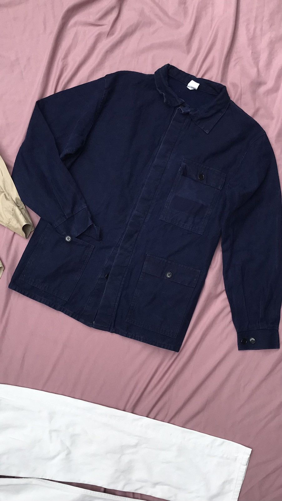 Indigo indigo dyed sashiko like texture marble patina chore jacket Size US M / EU 48-50 / 2 - 1 Thumbnail