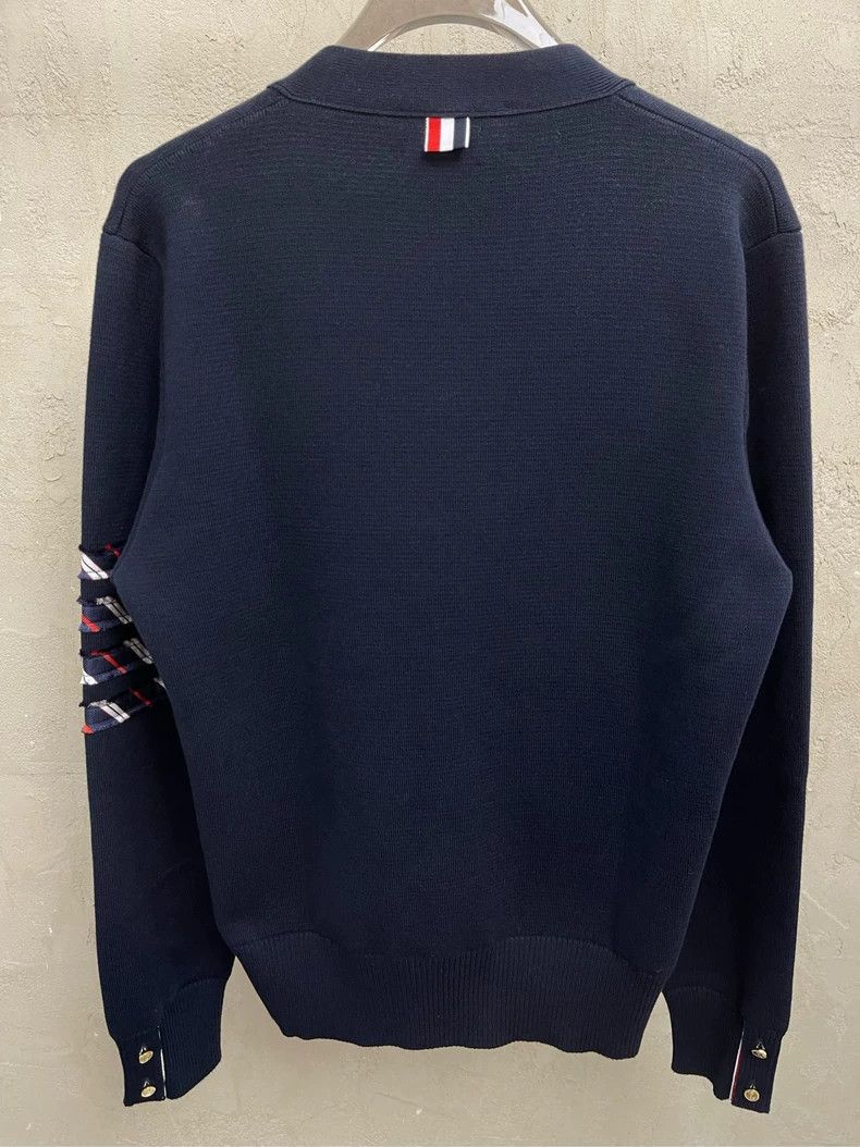 Thom Browne Thom browne Dark blue gold buckle patch four-striped knitte Size US XS / EU 42 / 0 - 4 Thumbnail