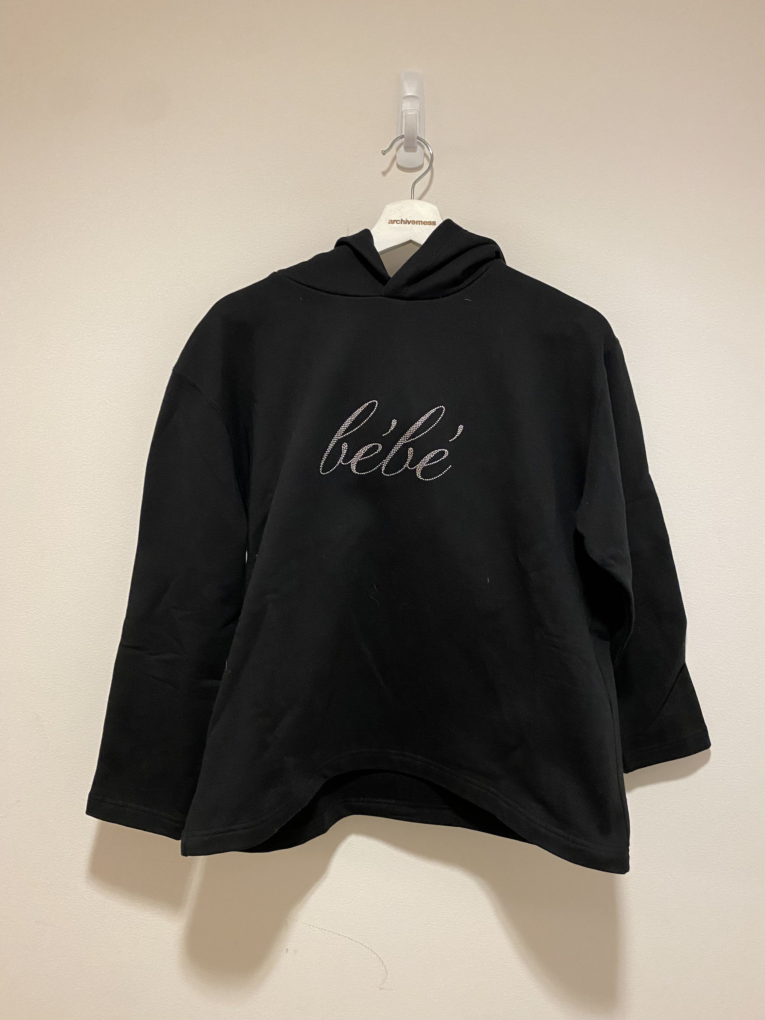 Image of Balenciaga Bebe Rhinestones Cropped Hoodie in Black, Men's (Size XS)