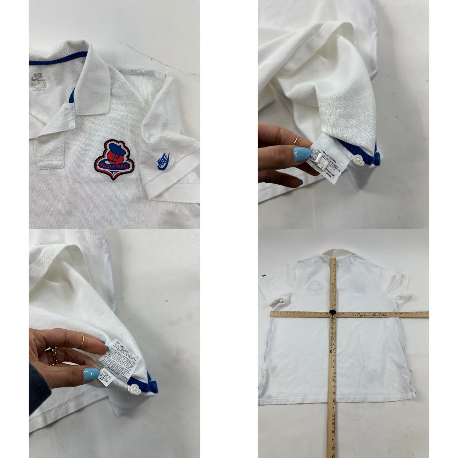Nike VINTAGE Nike Men's Polo Shirt 2XL White Allez France Horse Race Golf Casual Short Sleeve Size US XXL / EU 58 / 5 - 8 Thumbnail