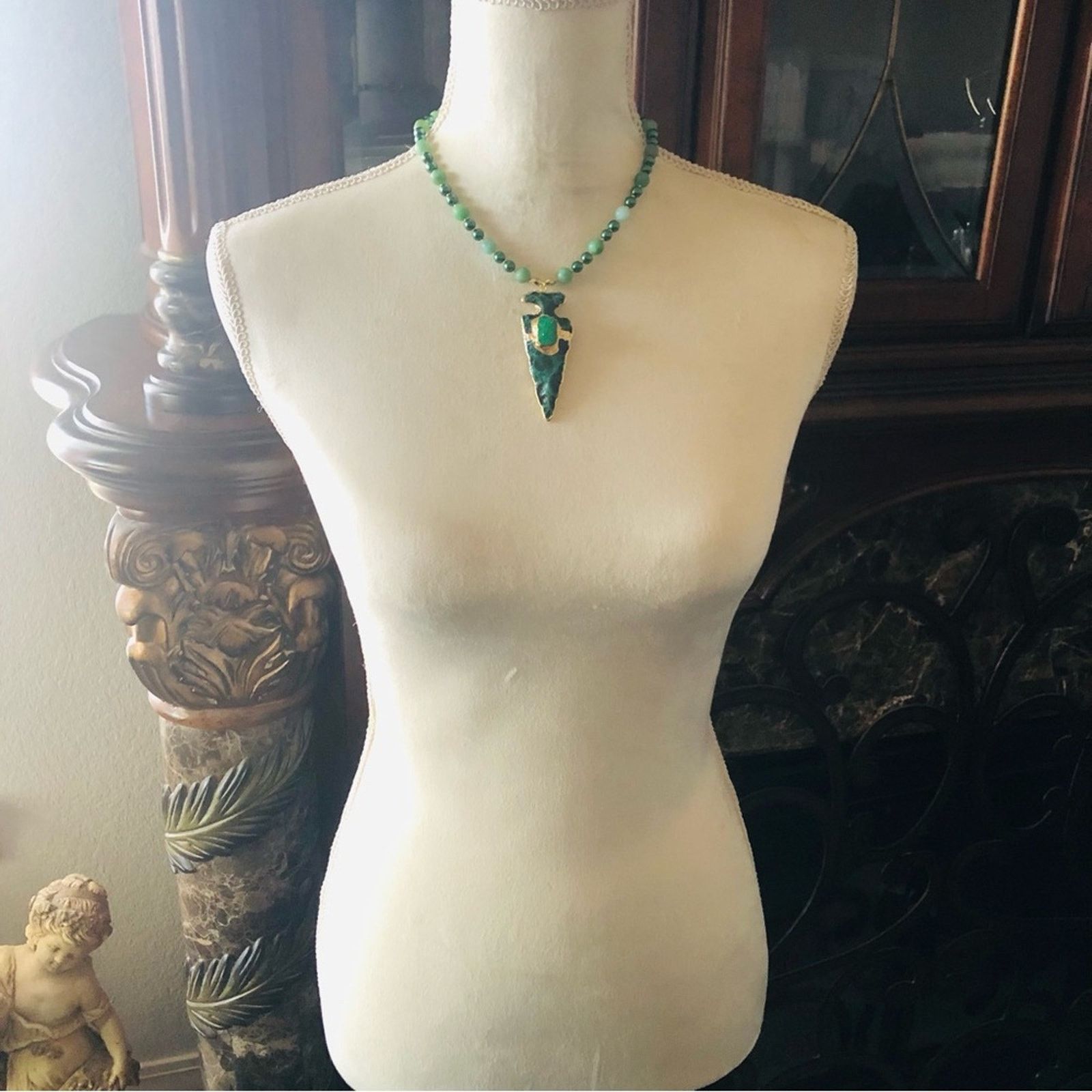 Handmade Handcrafted repurpose drusy ox arrowhead Pearl necklace Size ONE SIZE - 7 Thumbnail