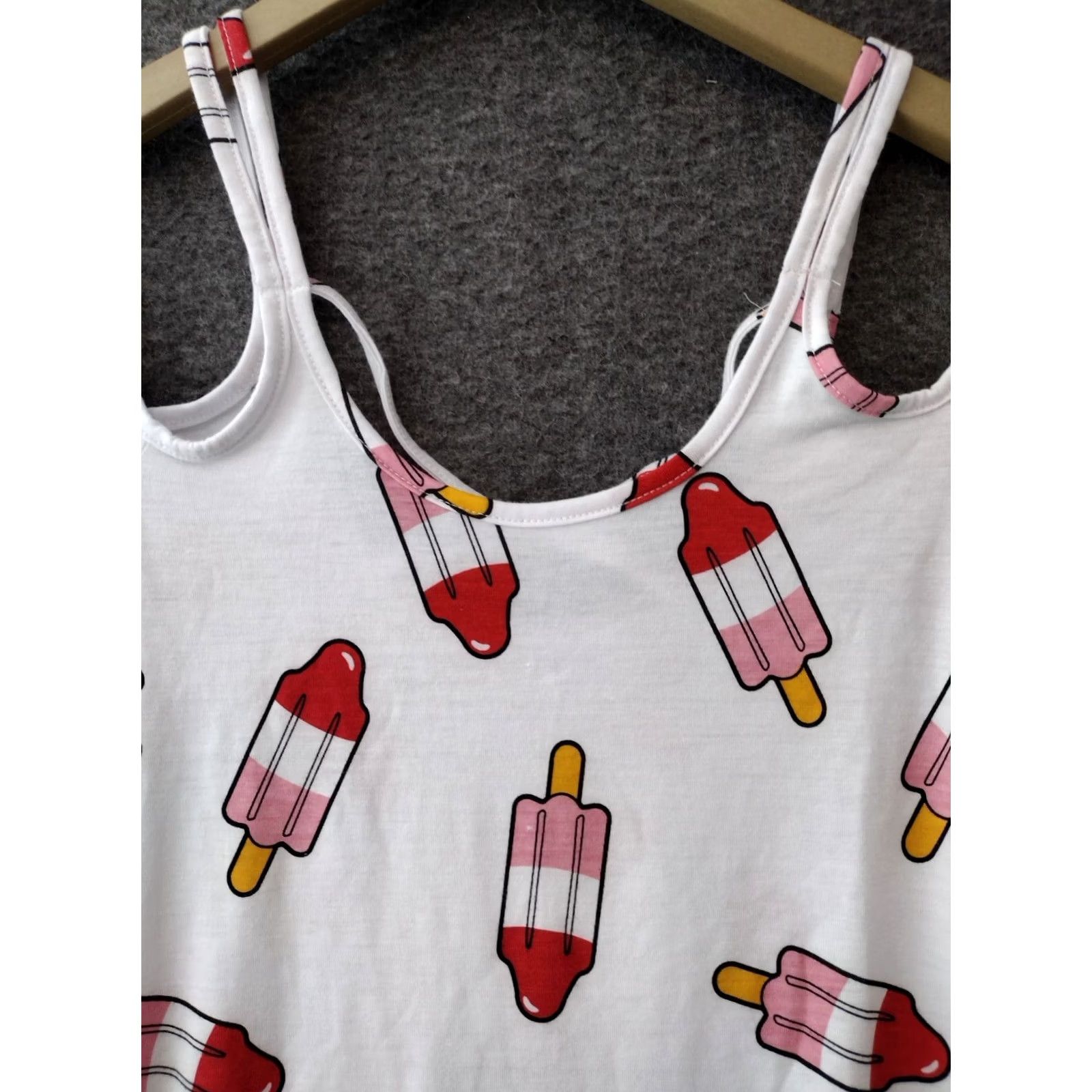 Vintage Women’s Off Shoulder S Round Neck Short Sleeve T Shirt Top Popsicles Shirt, White/Multi, Small, Regular, Womens Size S / US 4 / IT 40 - 3 Thumbnail