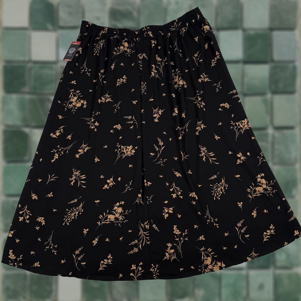 Vince Camuto Vince Camuto Skirt XL Floral A-Line Elastic Waist Office Casual Long Women Size 40" / US 18 - 1 Thumbnail