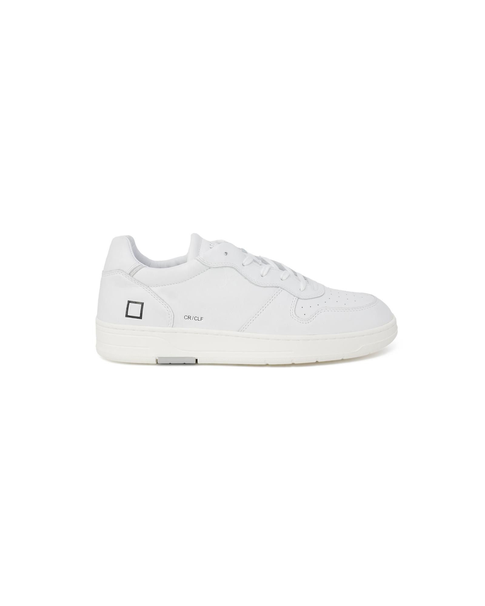 image of D A T E Plain Leather Sneakers With Rubber Sole in White, Men's (Size 9)