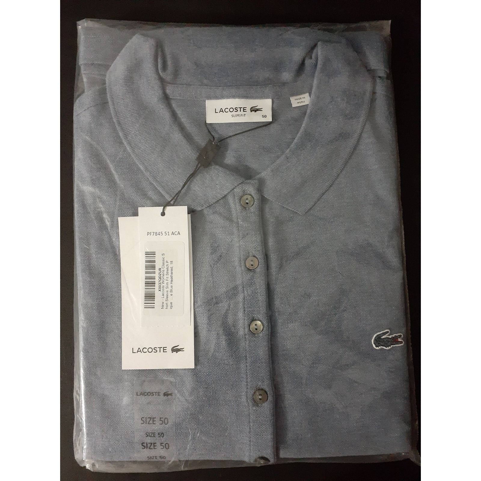 Lacoste Lacoste Women's Short Slim Fit Stretch Polo Shirt Grey 18 Size XXL / US 16-18 / IT 52-54 - 1 Preview