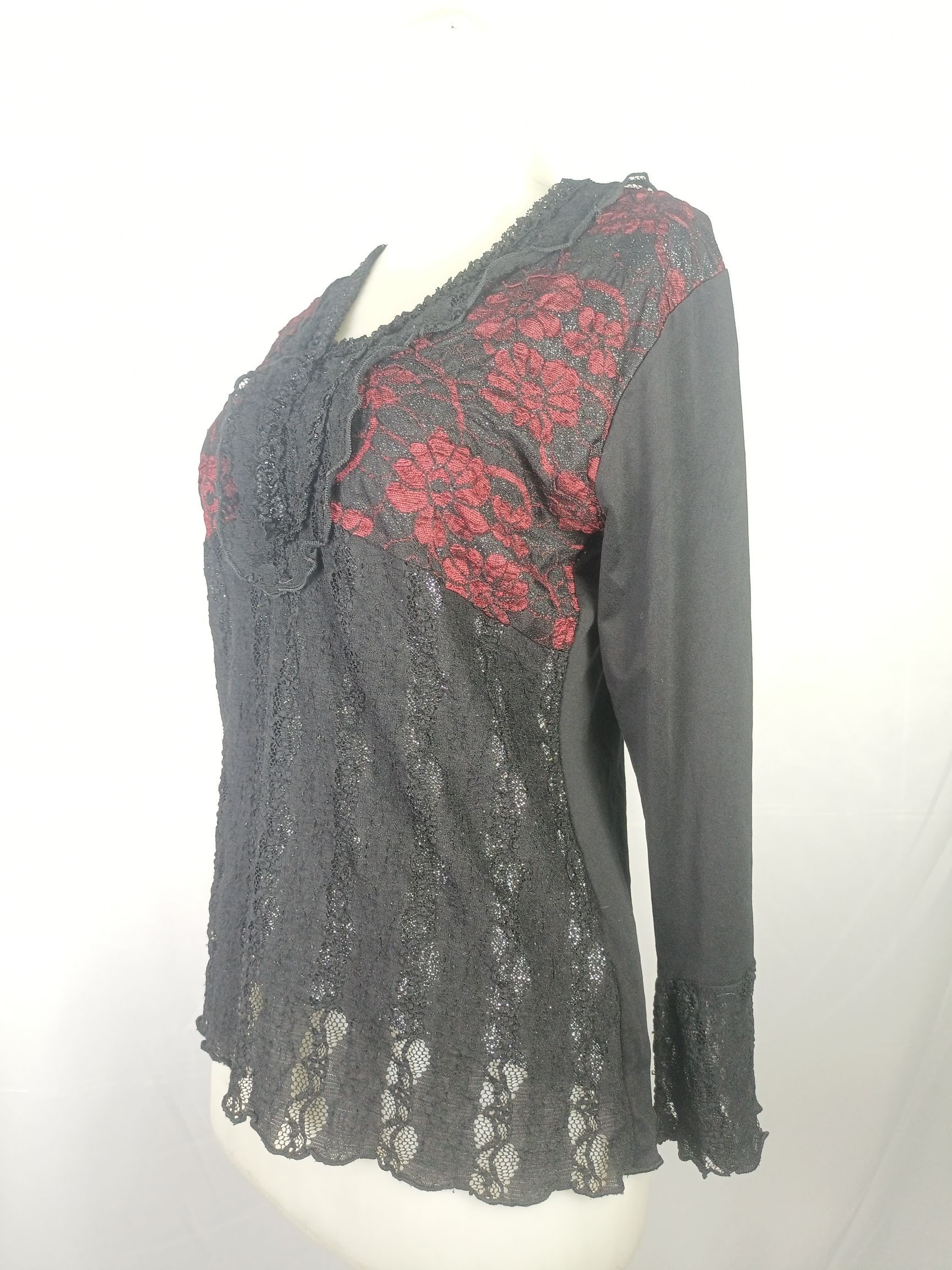Japanese Brand × Vintage Women's Black Lace Blouse Size M / US 6-8 / IT 42-44 - 6 Thumbnail