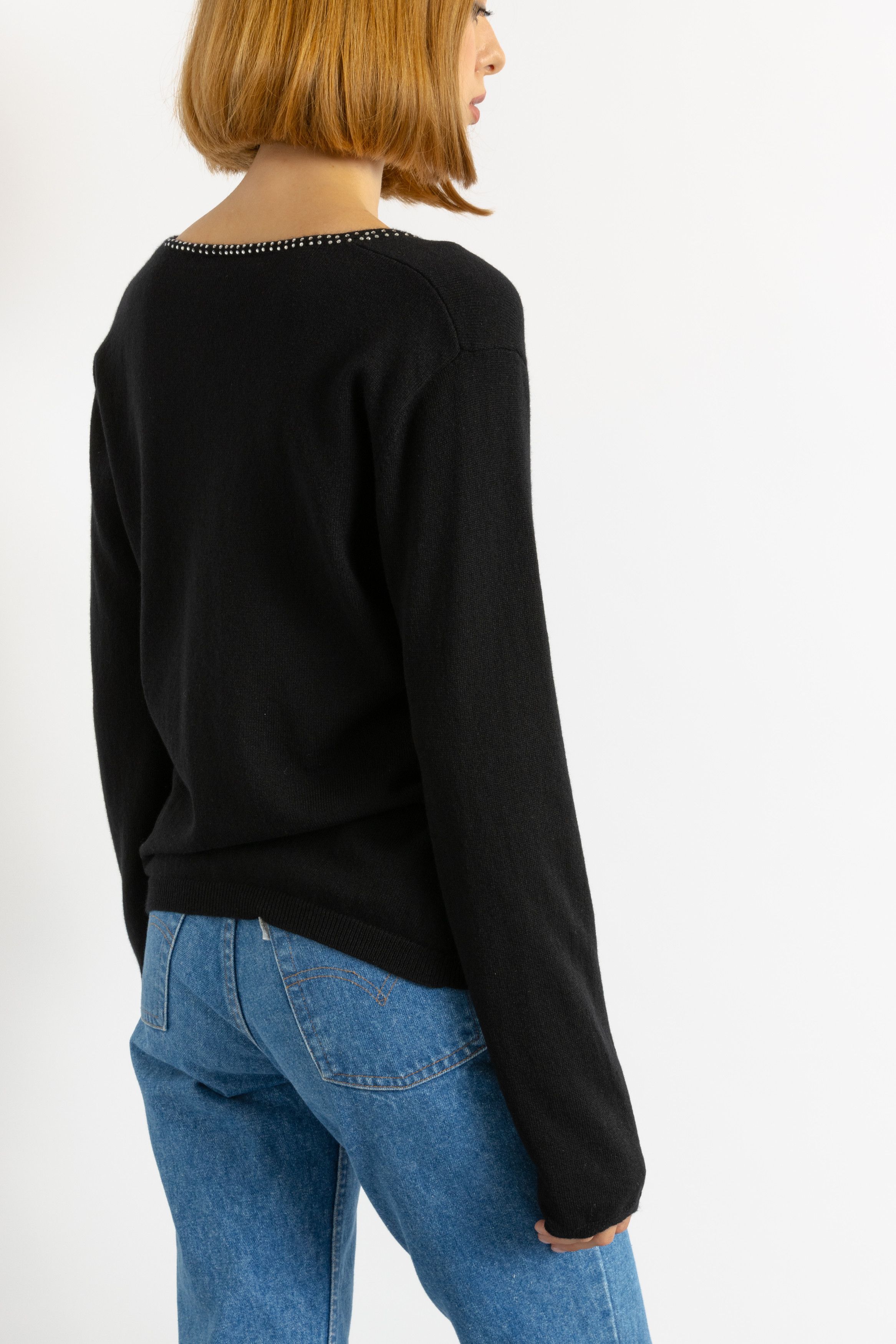 Vintage Black Casual Cashmere V neck Sweater Jumper size Medium 5599 Size M / US 6-8 / IT 42-44 - 7 Thumbnail