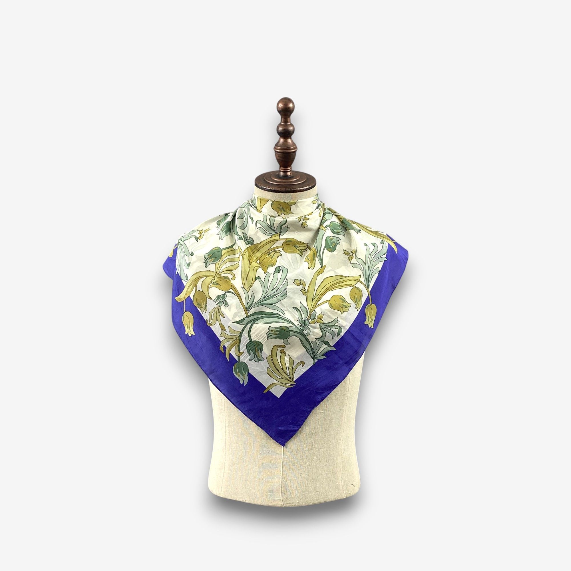 Japanese Brand Vintage Floral Swirl SILK Scarf Twill Wraps Scarves Size ONE SIZE - 2 Thumbnail