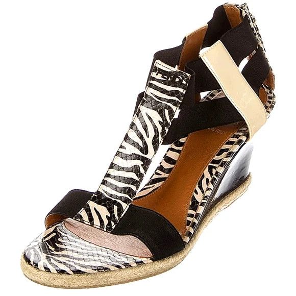 Fendi Carioca Zebra Print Leather Wedge Sandal Size US 6.5 / IT 36.5 - 1 Thumbnail