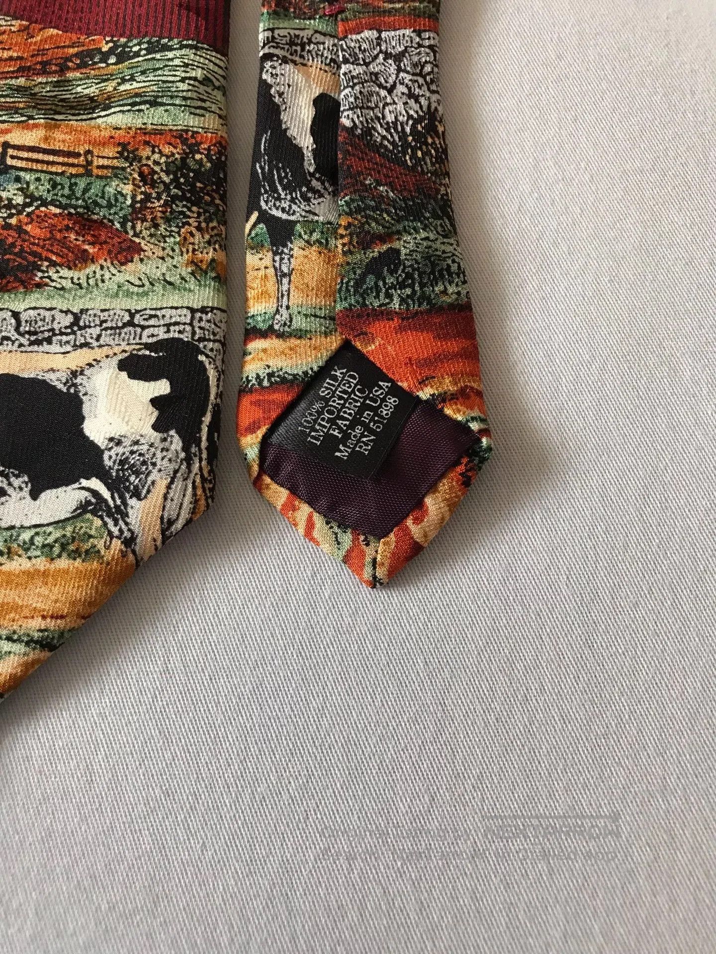 Vintage Vintage USA Oil Painting Silk Tie. Size ONE SIZE - 8 Thumbnail