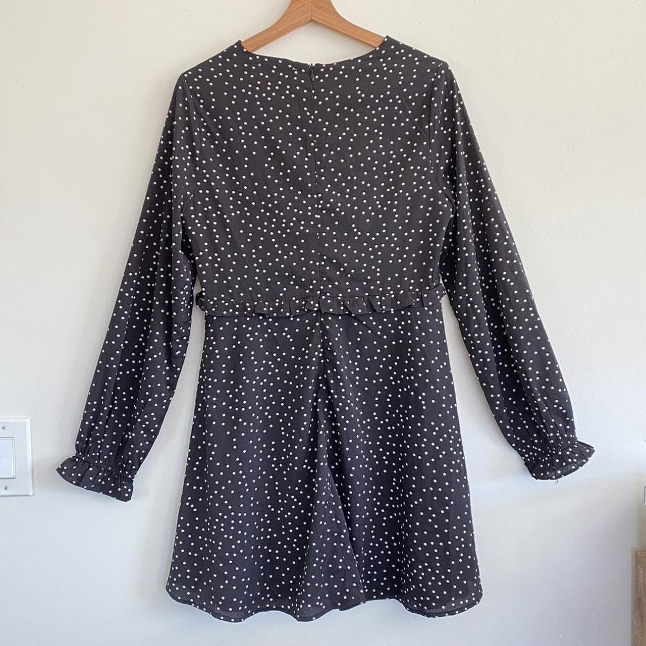 Vintage GOLLI BLACK WHITE POLKA DOT LONG-SLEEVE DRESS SIZE LARGE Size L / US 10 / IT 46 - 6 Thumbnail