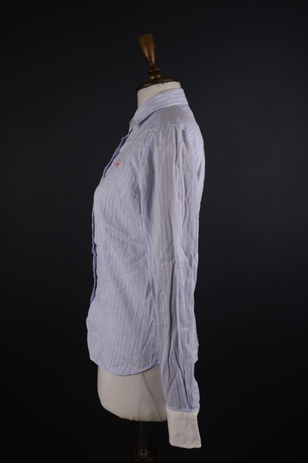 La Martina La Martina Blue White Striped Linen Collar Shirt Size L Size US L / EU 52-54 / 3 - 6 Thumbnail