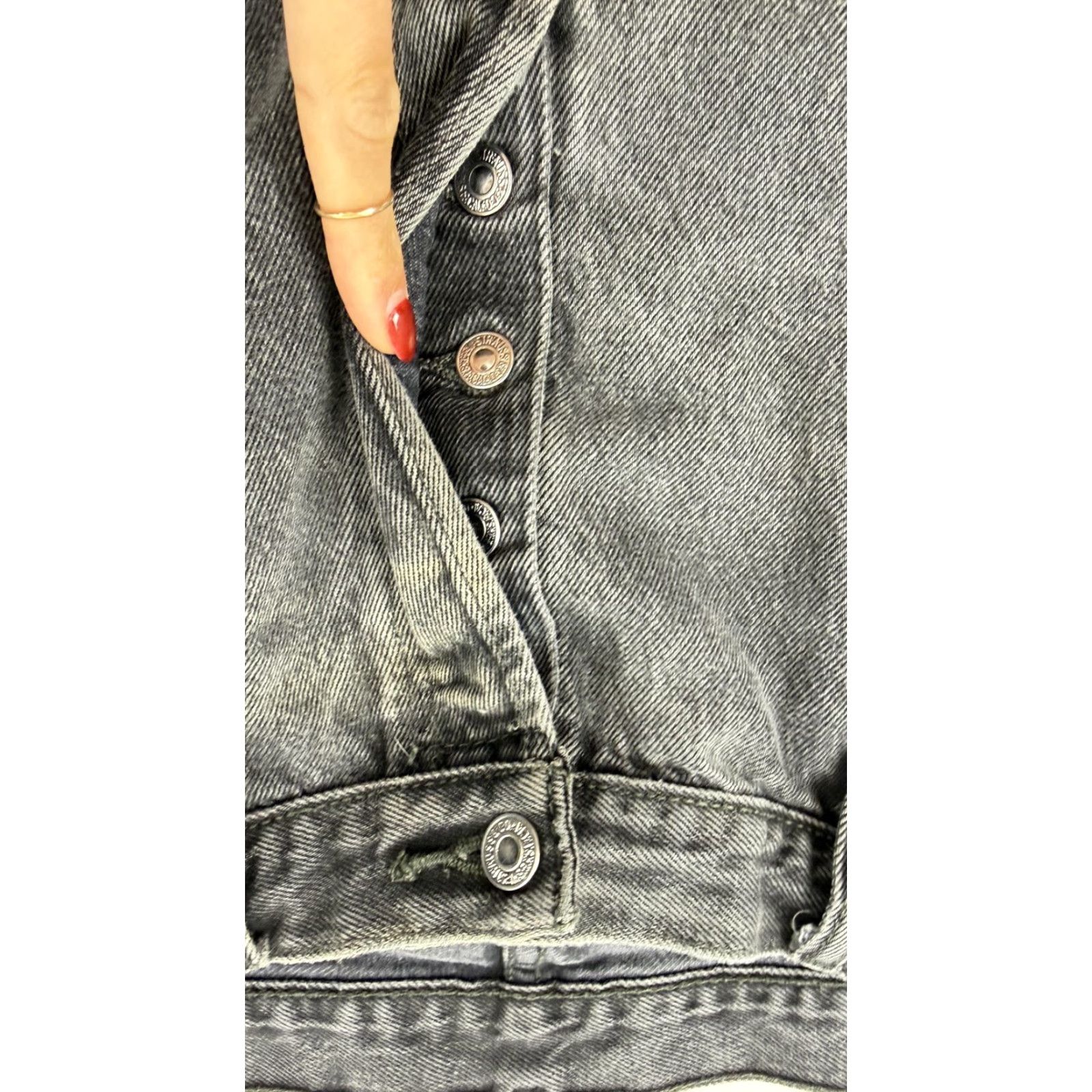 Levi's Levi's 501 Jeans Mens 36x34 Button Fly Distressed Black Gray Crotch Repair Size US 36 / EU 52 - 3 Thumbnail