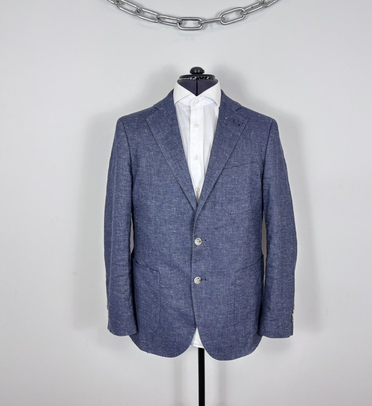 Other Gutteridge Men’s Blue Cotton Linen Silk Blazer Jacket Coat Size 42R - 1 Thumbnail