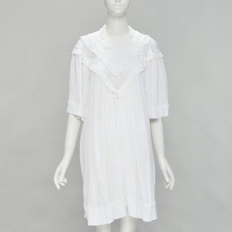 Isabel Marant ISABEL MARANT ETOILE white viscose eyelet ruffle collar boho dress FR40 M Size M / US 6-8 / IT 42-44 - 1 Thumbnail