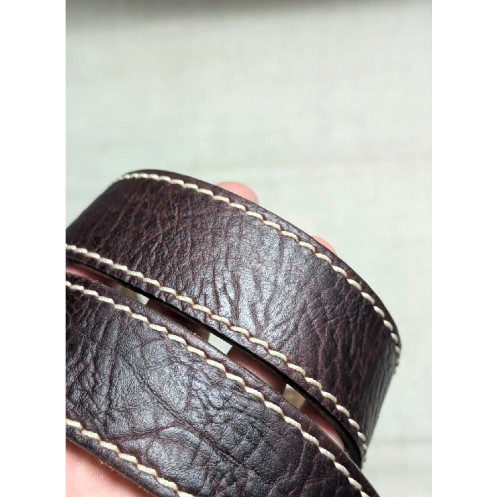 Vintage VINTAGE Justin belt Western Belt Buckle Leather 1-1/2" Brown 42 Men USA Made Bison Buffalo Buffalo Leather Brown Western 90s Mens Size 42 - 3 Thumbnail