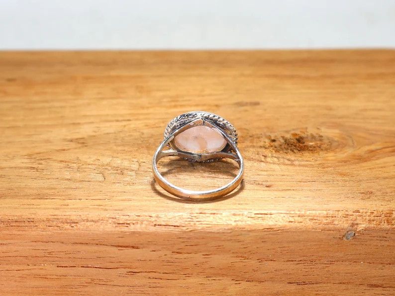 Handmade Rose Quartz Ring: Sterling Silver, Handmade Pink Gemstone Size ONE SIZE - 7 Thumbnail