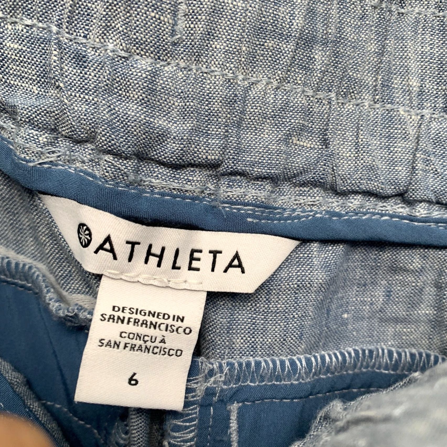 Athleta VINTAGE Athleta Cabo Linen Jogger Womens 6 Blue Elastic Waist Pockets Drawstring 30x26.5 Size 28" / US 6 / IT 42 - 4 Thumbnail