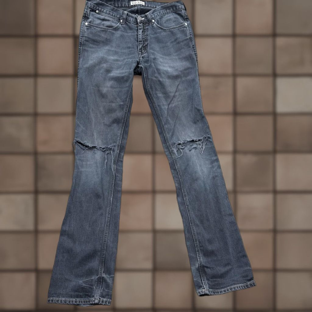 Denime Acne Jeans Jeans Mens 30x34 Blue Straight Leg Distressed Ripped Mid Wash Denim Jeans Mens Straight Leg 30 Blue Distressed Knee Size US 30 / EU 46 - 1 Thumbnail