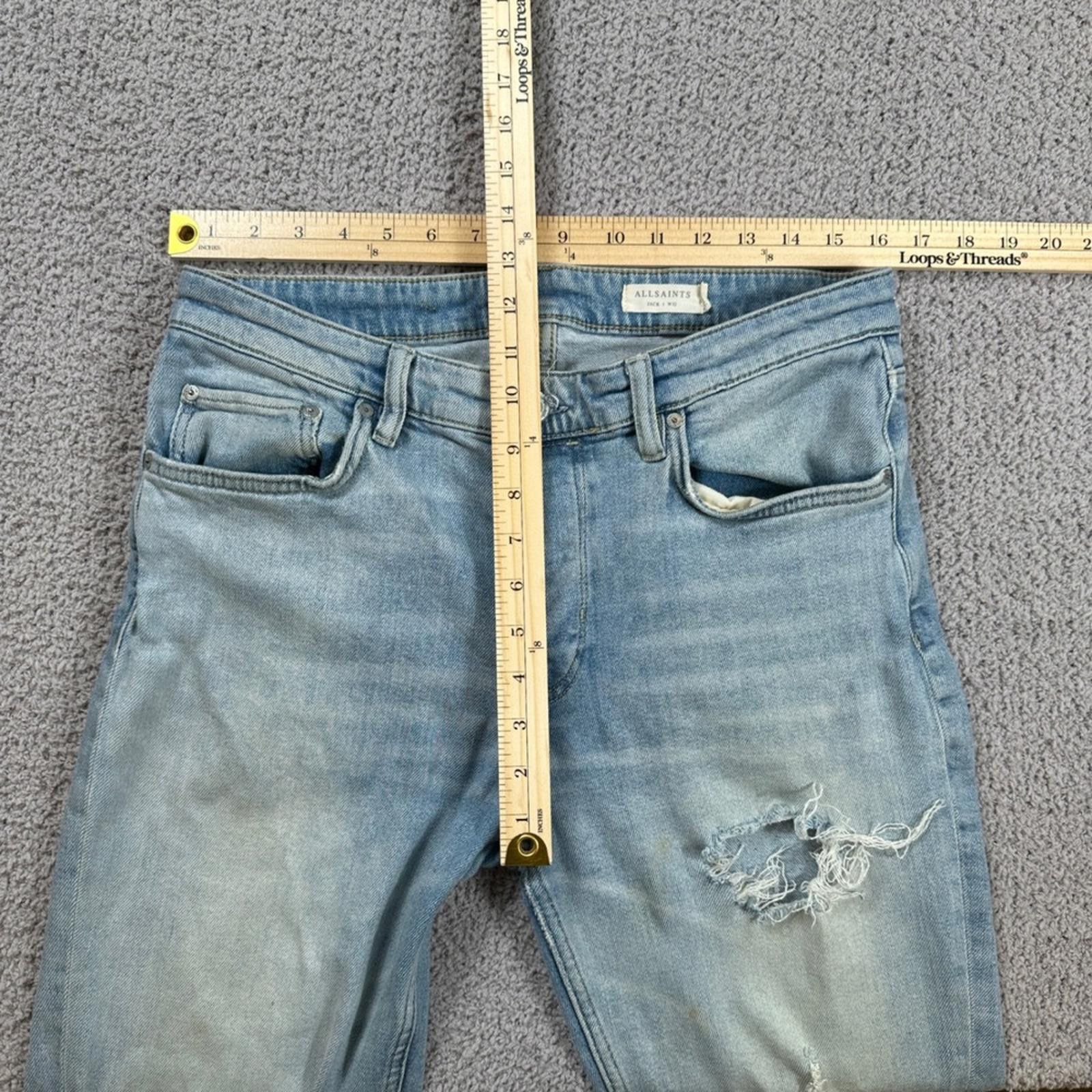 Allsaints ALLSAINTS Jack Mens Jeans 32 Light Wash Distressed Skinny Size US 32 / EU 48 - 4 Thumbnail