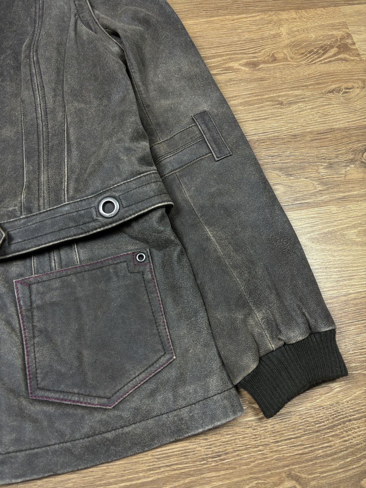 Oakley 2000s Oakley Detachable Distressed Industrial Leather Jacket Size M / US 6-8 / IT 42-44 - 7 Thumbnail