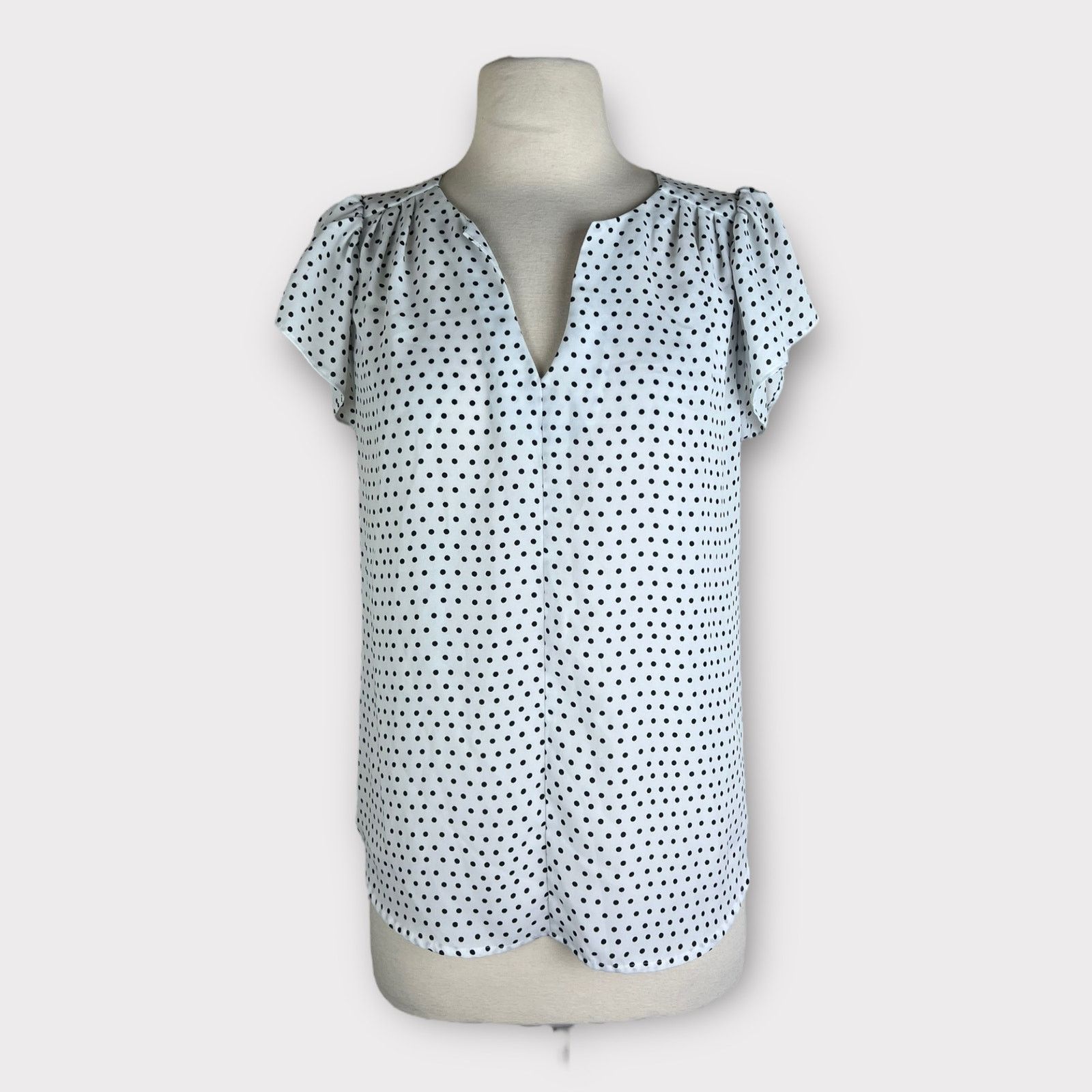 Anthropologie Madison Jules | Mirco Dots Flutter Sleeve Blouse | Medium Size M / US 6-8 / IT 42-44 - 5 Thumbnail