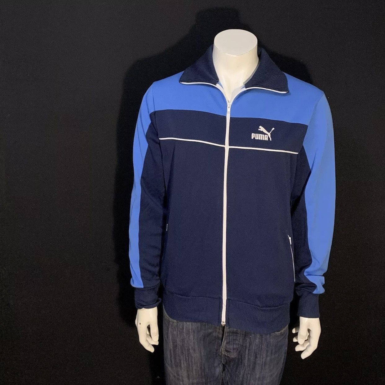 Puma × Vintage 80s Vintage Puma Track Jacket Blue Size 7 Size US L / EU 52-54 / 3 - 1 Thumbnail