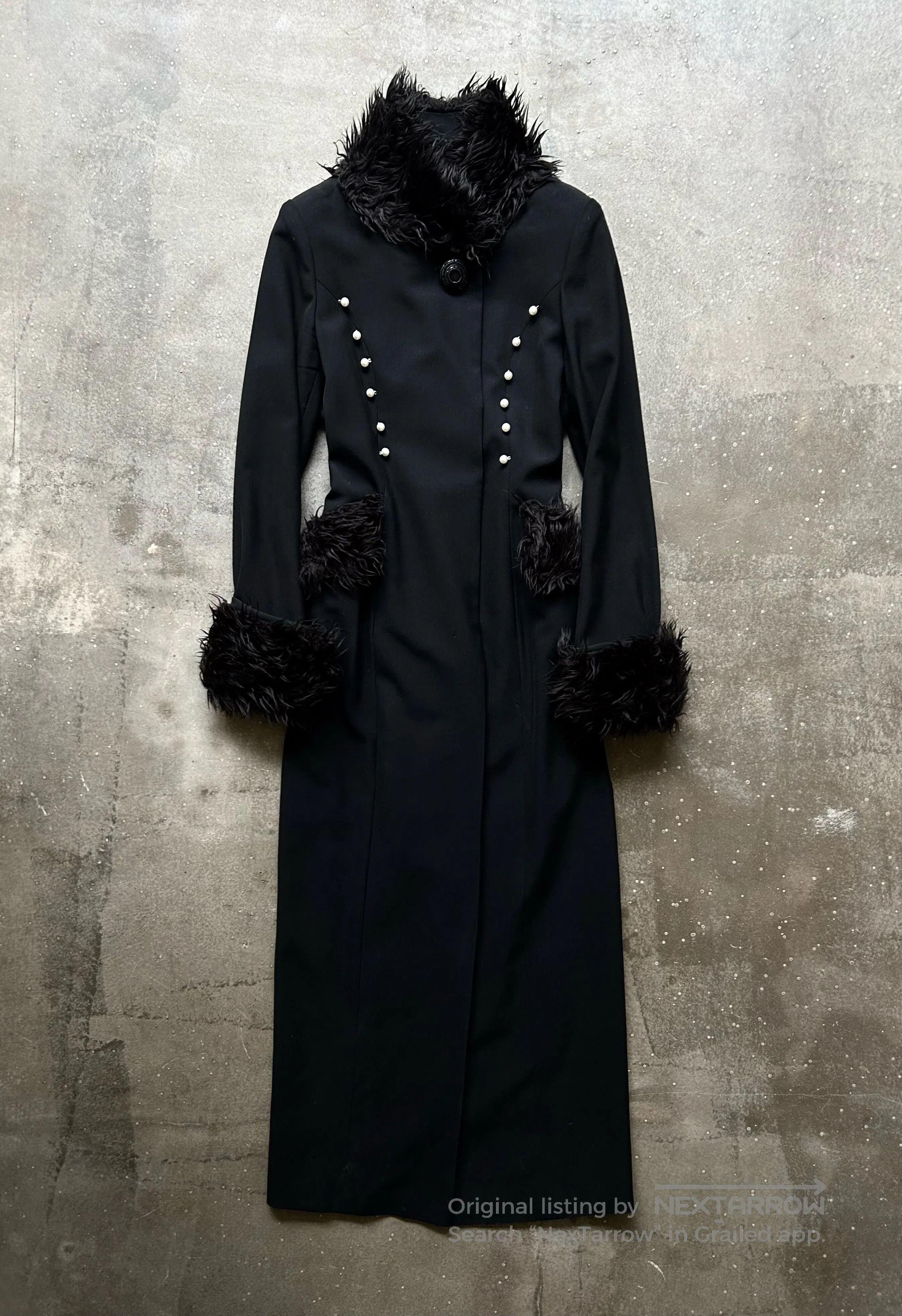 Japanese Brand black gothic wool coat with faux fur. Size M / US 6-8 / IT 42-44 - 1 Thumbnail
