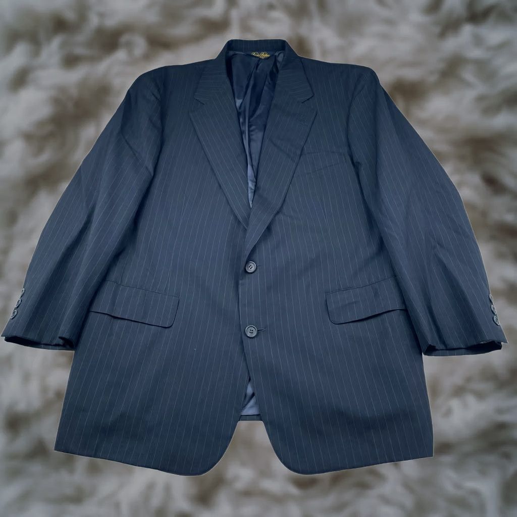 Brooks Brothers Brooks Brothers Golden Fleece Blazer Navy Stripe USA 2-Button Wool 44R Men's Size 44R - 1 Thumbnail