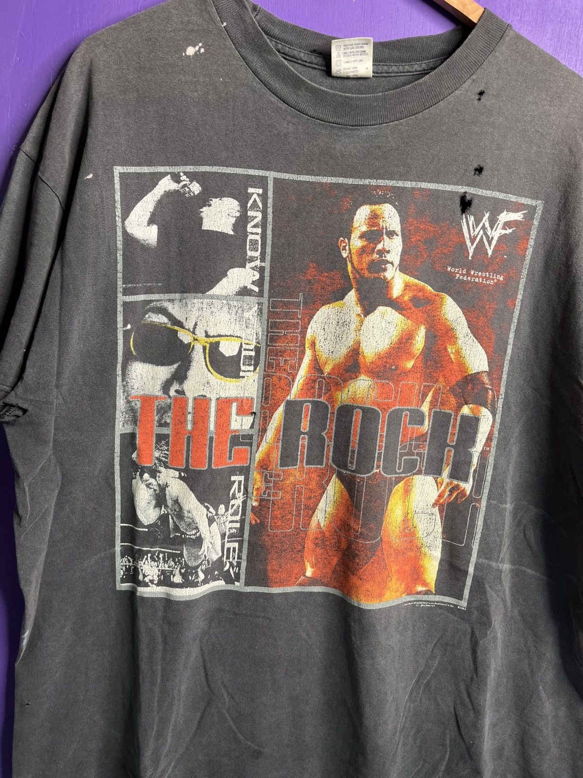 Vintage × WWF Vintage 1998 WWF The rock know your role t-shirt Size US XL / EU 56 / 4 - 3 Thumbnail