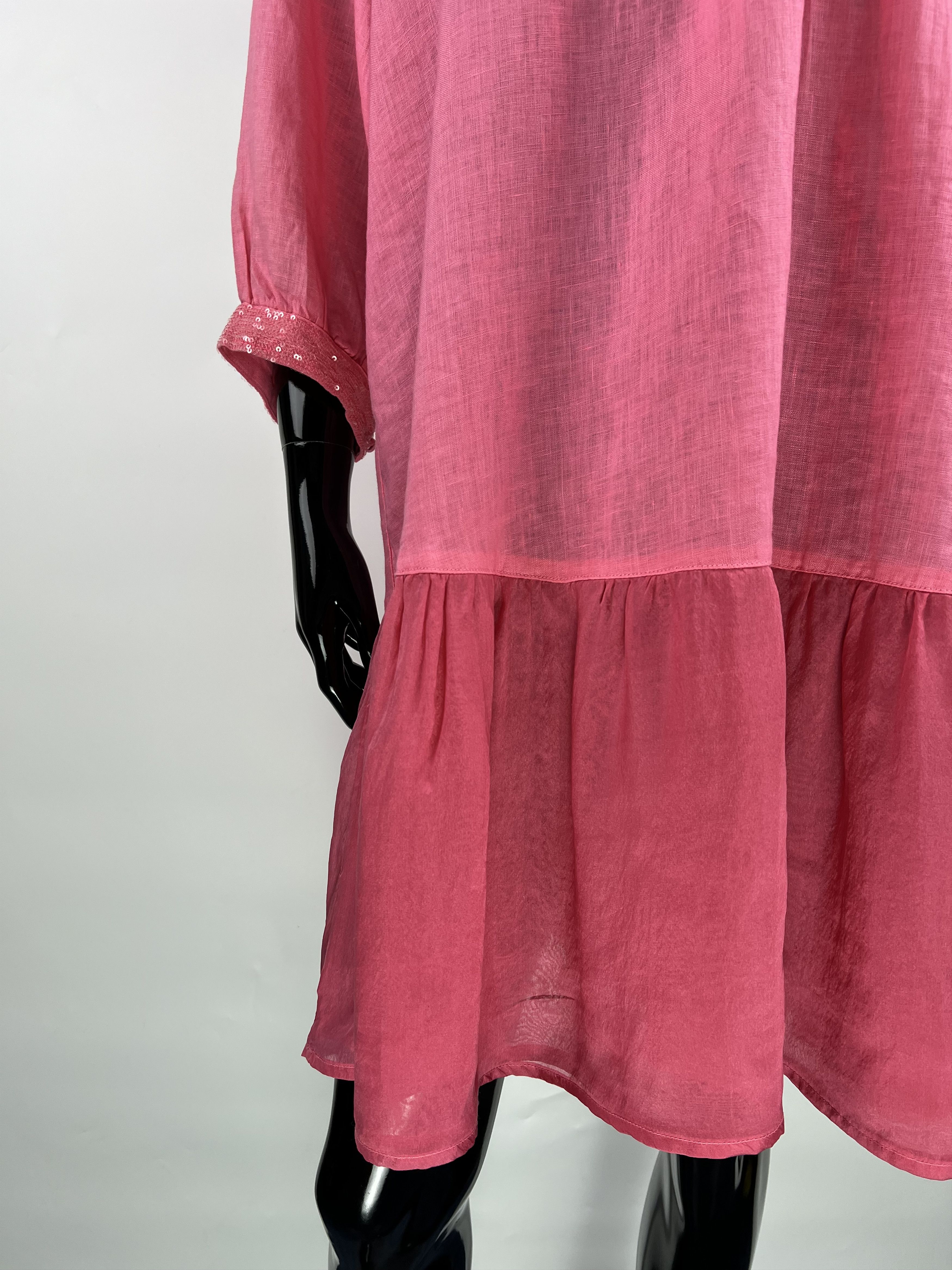 120% Lino 120% Lino Pink Sequins 3/4 Sleeve Short Dress Size IT44 Size M / US 6-8 / IT 42-44 - 5 Thumbnail