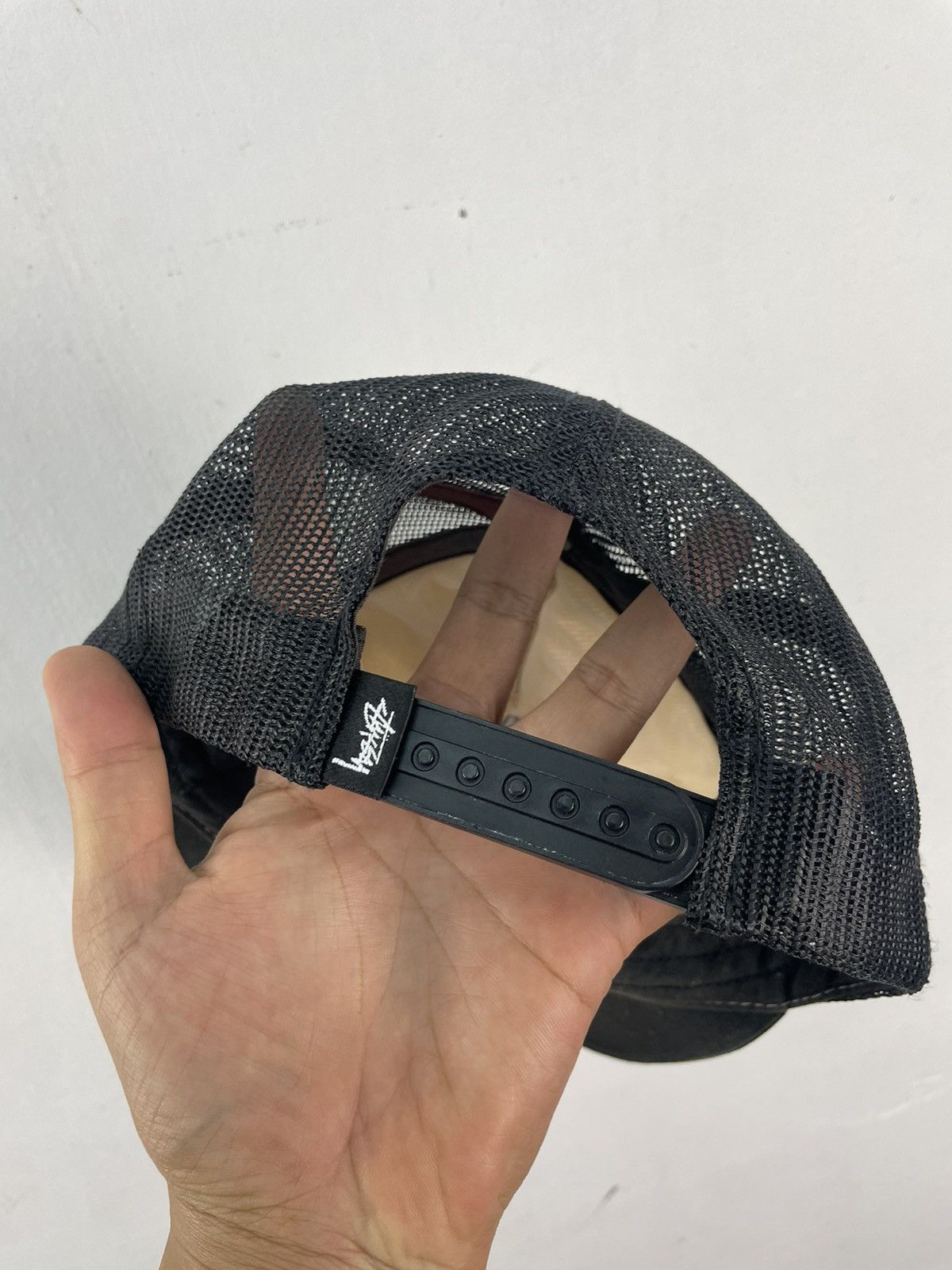 Stussy × Vintage Vintage Y2K Stussy Crown Trucker Cap Mesh Hat Faded Black Size ONE SIZE - 5 Thumbnail