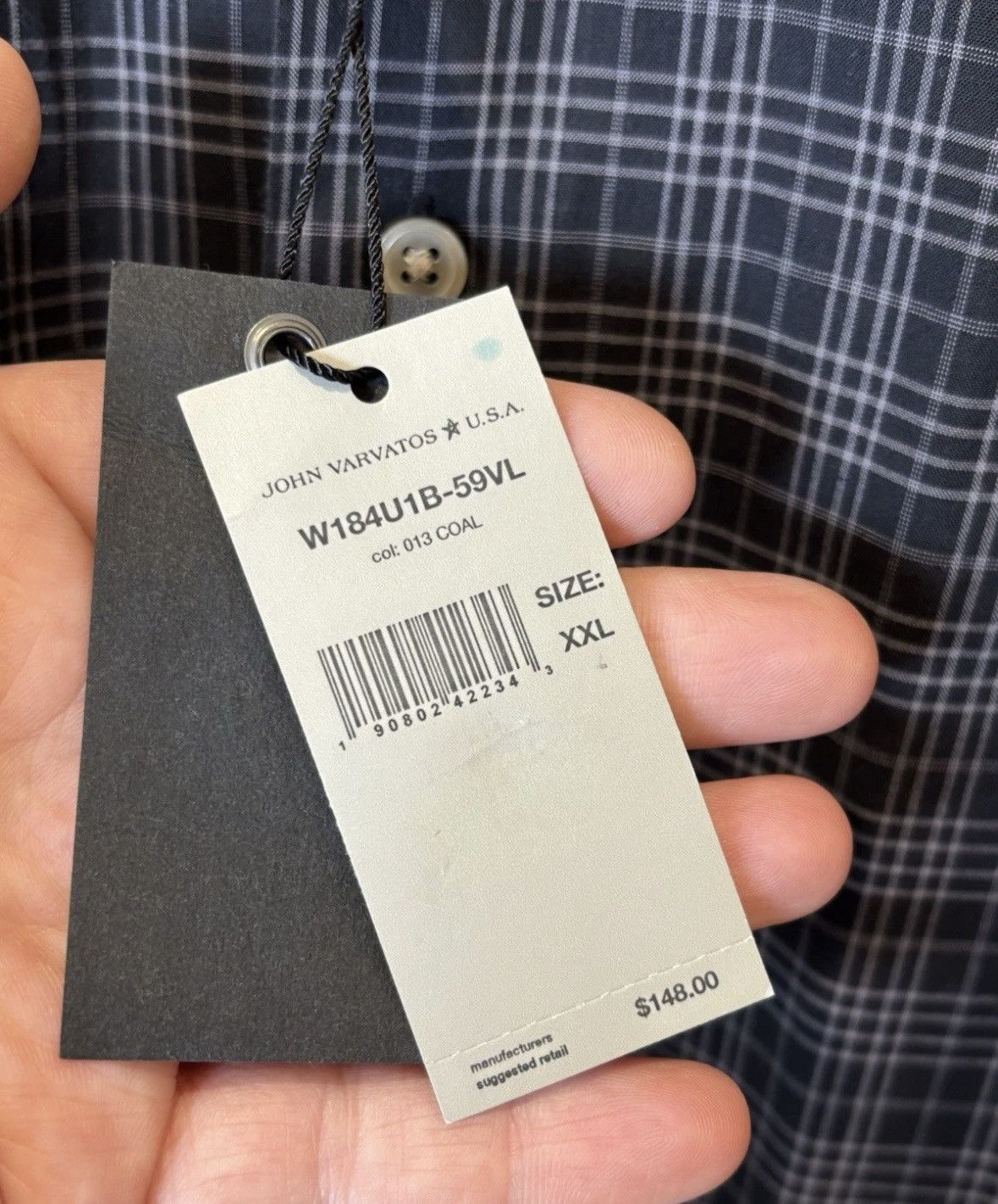 John Varvatos NWT John Varvatos Shirt 2XL XXL Button Up Coal Gray Check Size US XXL / EU 58 / 5 - 3 Thumbnail
