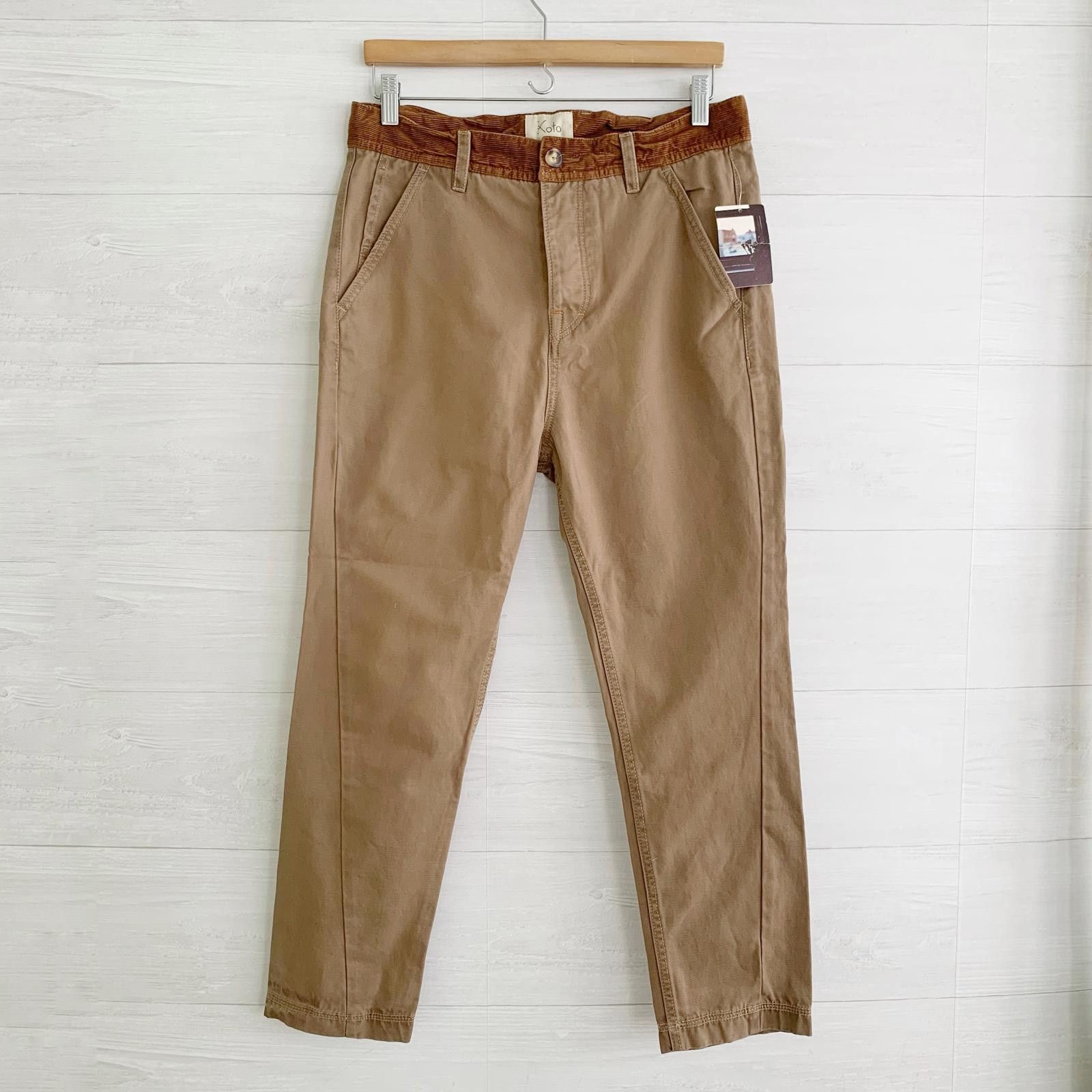 Koto NWT Koto - Brown corduroy waistband tapered pants, sz 31 Size US 31 - 1 Thumbnail
