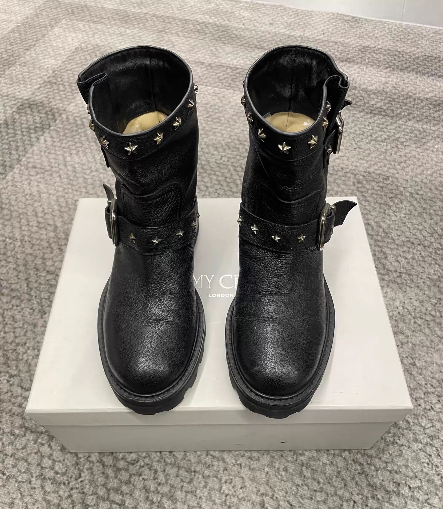 Jimmy Choo Jimmy Choo Black Leather Ankle Boots Size US 5.5 / IT 35.5 - 1 Thumbnail
