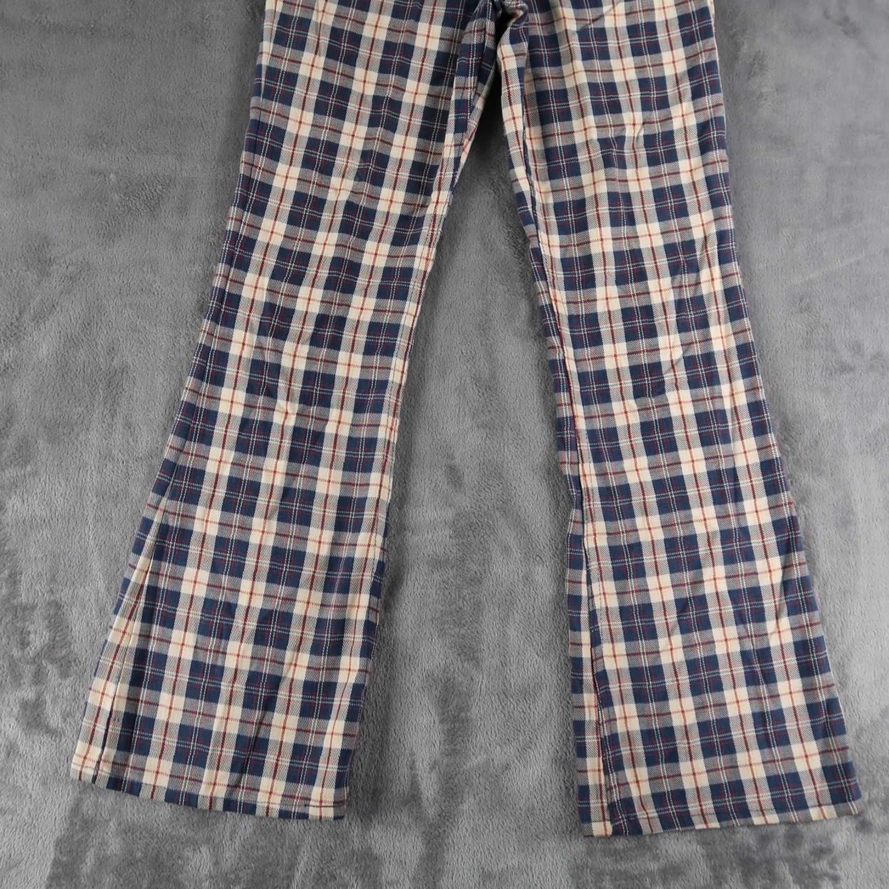 Levi's VTG Levi's 70s Orange Tab Big E Students Sta-Prest Plaid Flare Slacks 25x28 USA Mens Size ONE SIZE - 4 Thumbnail