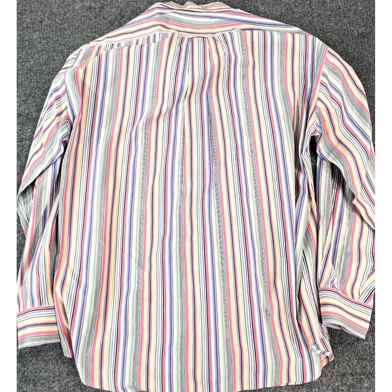 Faconnable Façonnable Shirt Mens Large Striped Colorful Pocket Button-Down Collar Long Sleeve Casual Dress Shirt Mens Size US L / EU 52-54 / 3 - 6 Thumbnail